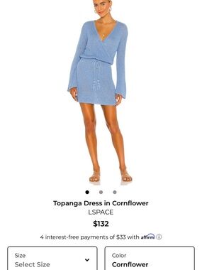 l*space Cornflower Blue Wrap Knit Mini Dress